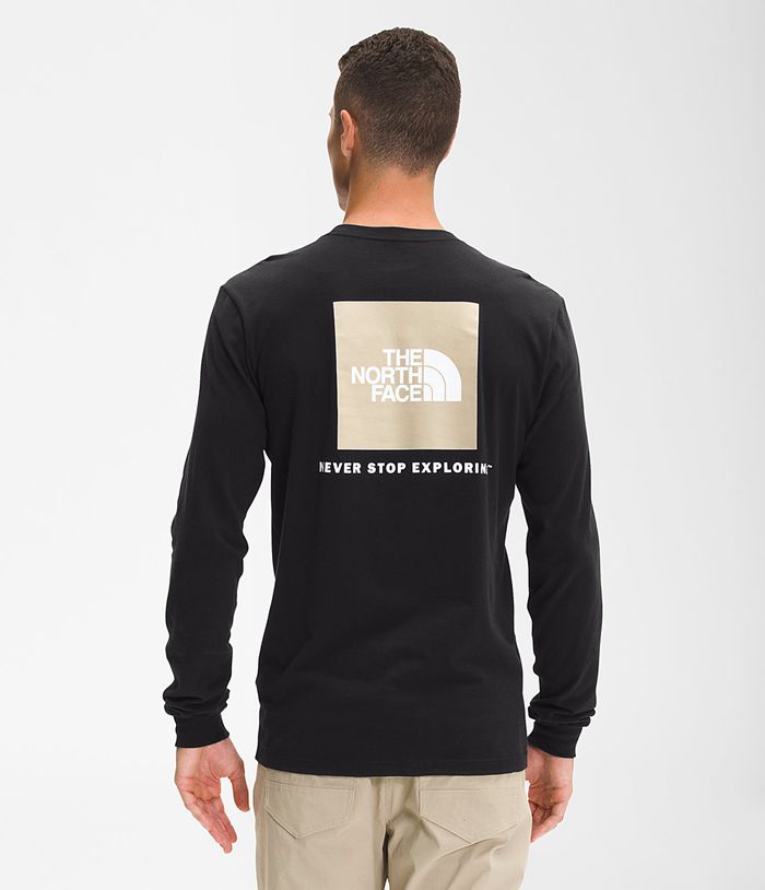 Camiseta The North Face Hombre Manga Larga Box Nse Negras - Peru 07492FBOS
